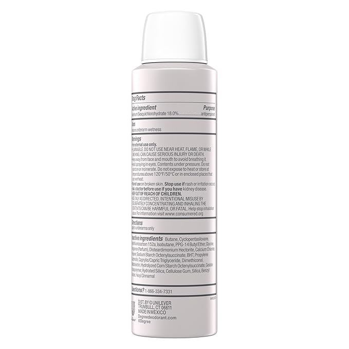 Degree dry spray for 96 Hour sweat and odor protection Fresh Cotton 5X protection 3.8oz