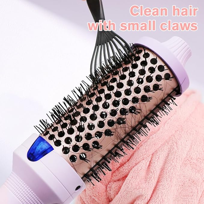 K&K 1.77 Inch Ceramic Tourmaline Ionic Heated Round Brush Curling Brush Creates Blowout Look -Creates Root Volume & Loose Curls Volume Curls Dual Voltage Hair Styling Tool (Purple, 1.77 Inch)