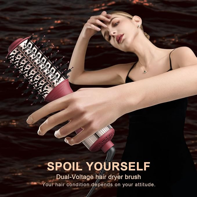 Christmas Gift for Womans-Dual Voltage Hair Dryer Brush,Travel Hair Dryer,Dual Voltage Blow Hair Dryer Brush,European Blow Hair Dryer,110~240V Mini Portable Size for International Travel
