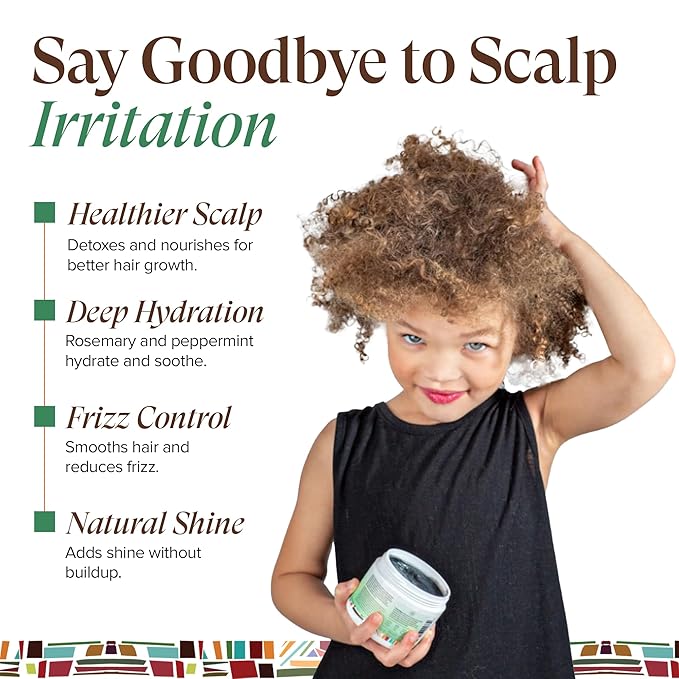 Kreyol Essence - Scalp Care POMAD, Detox + Treat, Rosemary Peppermint 4 Oz, Natural, Paraben Free, Healthy Scalp, Hair Care