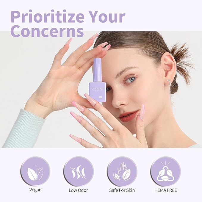 CANNI Purple Gel Nail Polish, 1Pcs Light Purple Gel Polish Pastel Color High Gloss Soak Off U V Nail Manicure Salon DIY