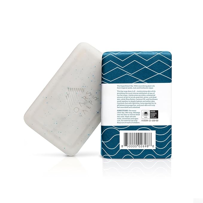 Oars + Alps Superfoliant Exfoliating Men's Bar Soap, Dermatologist Tested and Made with Clean Ingredients, Travel Size, 6 Pack, 6 Oz Each