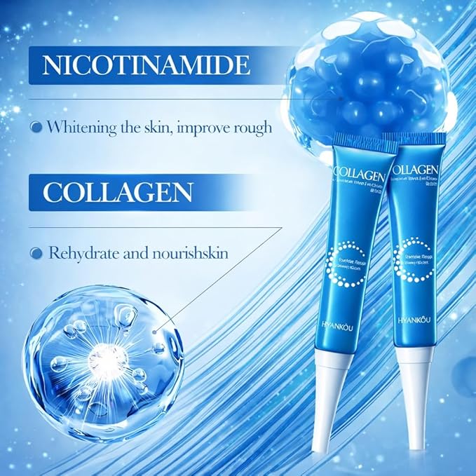 SHAIVII Collagen Eye Cream with Nicotinamide for Dark Circles & Puffiness, Under-Eye Firming Moisturizer with Hyaluronic Acid & Glycerin, Anti-Wrinkle Care for Men & Women