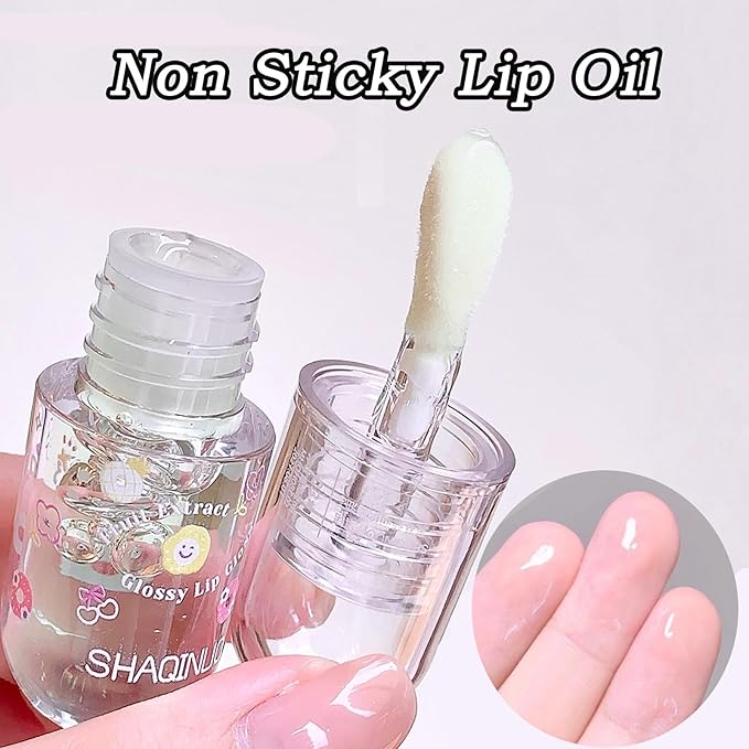 Non-Sticky Tinted Lip Gloss Oil Set,Moisturizing Lip Gloss,4Pcs Plumping Lip Oil,Fruity Lasting Nourishing Shiny Lip Oils