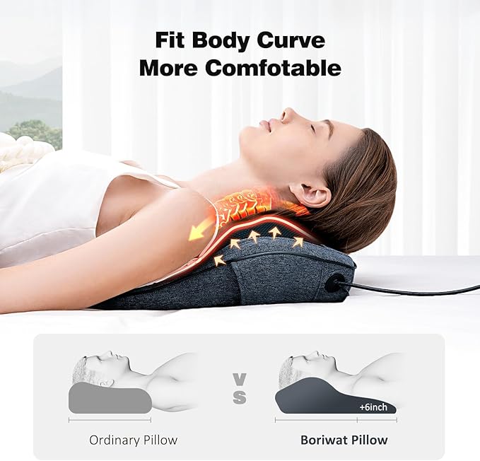 Boriwat Back Massager Neck Massager with Heat, Christmas Gifts for Men Women Mom Dad, Stress Relax at Home Office and Car (Blue-R7)