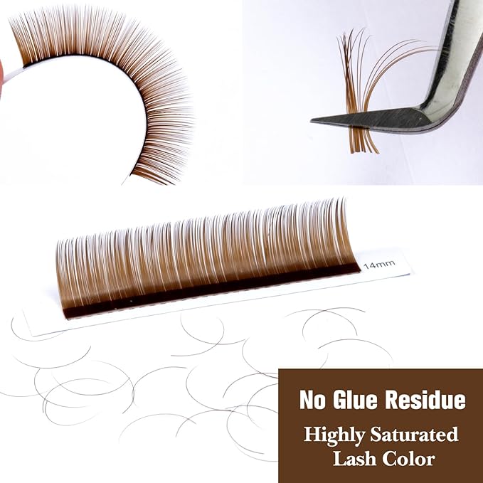 TDANCE Dark Brown Lash Extensions Colored Lash Extensions Classic Lash Extension 0.07mm C/D Curl Premium Brown Eyelash Extensions Salon Use (Dark Brown,C-0.07,10-17mm)
