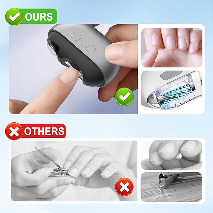 Easy Clip Nail Clippers, New 3-in-1 Automatic Nail Clippers with Polishing & LED Light, Storage, Painless Fingernail Toenail Trimmer for Seniors, Baby and Adults(White)