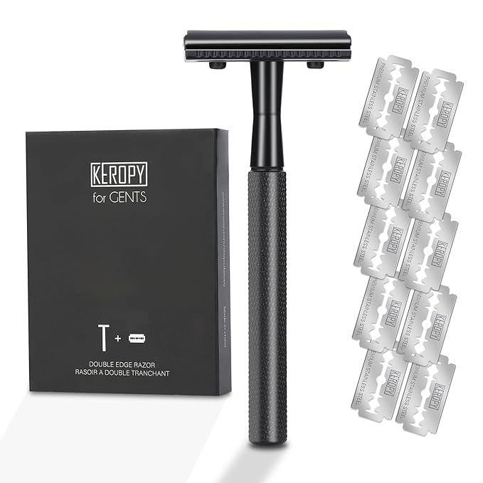 Eco-Friendly Safety Razor With 10 Premium Stainless Steel Blade Safety Razors For Men Shaving Razor, Smooth Wet Shave Experience, Gun Black