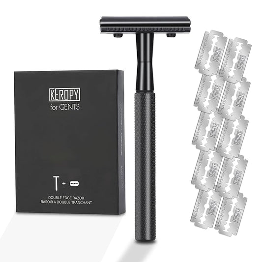 Eco-Friendly Safety Razor With 10 Premium Stainless Steel Blade Safety Razors For Men Shaving Razor, Smooth Wet Shave Experience, Gun Black