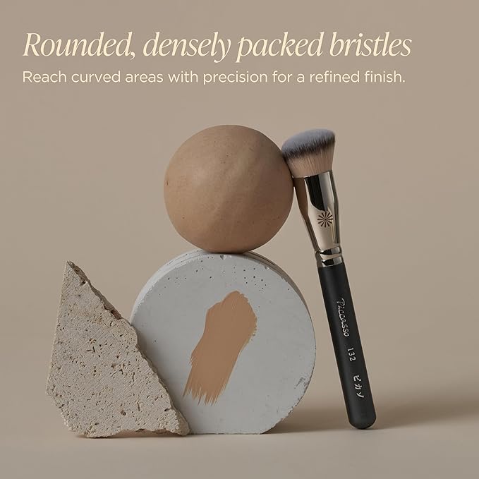 Piccasso Brush Korean Foundation Spatula – Professional Stainless Steel Makeup Tool for Thin, Seamless Foundation & Cream Blending (Rounded)