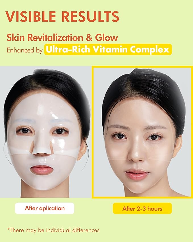 DERMAL Vitamin Hydrogel Melting Mask (4 Pack) - Korean Overnight Brightening Gel Face Mask with Vitamin Complex - Dark Spot & Dullness Care for Glassy Skin - K-Skincare Ritual