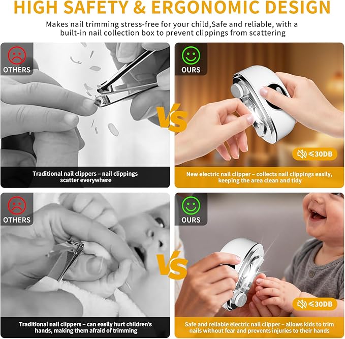 2026 Upgraded 3-in-1 Electric Nail Clipper,Rechargeable Electric Nail File & Toenails, 6 Speeds with LED Light & Nail Debris Storage,Suitable for Children,Adults,Seniors to use Electric Nail Trimmer
