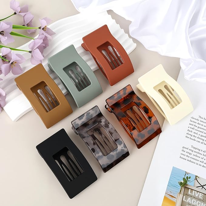 8 Pcs Flat Hair Clips, Large Flat Claw Clips for Women Girls, Matte Stylish Classic Hair Barrettes,Strong Hold French Hair Clips for Thick Thin Hair