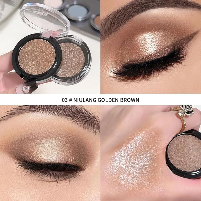 High-Pigment Waterproof & Long-Lasting Mini Eyeshadow palette – Bronze Shimmer Neutral Brown Glow Shade for Smokey Glam & Natural Nude Makeup, Blendable Metallic Eye Shadow for Blue Green Brown Eyes