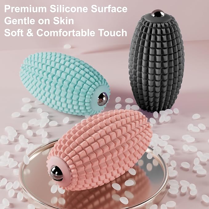 Vibrating Massage Ball for Plantar Fasciitis & Myofascial Release, Silicone Muscle Roller for Back, Neck, Foot, and Leg, Portable Trigger Point Massage Tool, 3 Vibration Modes (Pink)