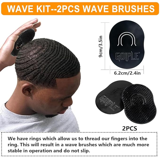 Silky Durags for Men Wave Pomade Strong Hold Easy Wash 360 Wave Training Hair Cream, Wave Butter Waves Grease for Men Promotes Layered Waves Silky Satin Durag Extra Long Tails Wave Brush Wave Cap Set