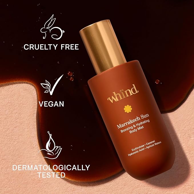 Whind Marrakech Sun Face & Body Glow Duo – Tinting Drops + Body Bronzing Mist Set - Natural, Sun-Kissed Glow – Lightweight, Buildable Color for Face & Body
