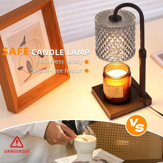 Candle Warmer Lamp with Timer Dimmer Adjustable Height, Candle Warmer with 2 Bulbs for Jar Candles, Home Decor, for Women Birthday 2 Pack