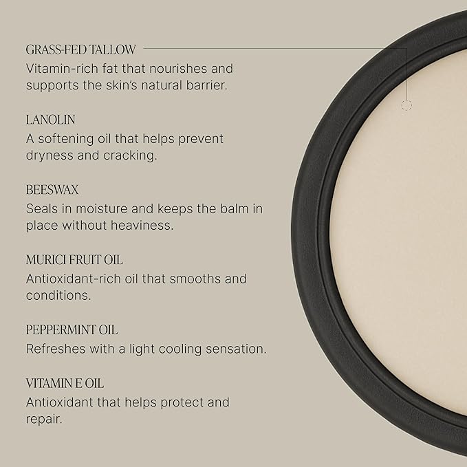 TALOVA - Peppermint Grass-Fed Tallow Lip Balm, Lip Sleeping Mask, Overnight Moisturizer, Natural & Clean Moisturizing Lip Balm w/Vitamins A, D, E, & K, Nourishes & Smooths Texture, Dry & Chapped Lips