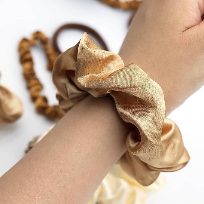30 Pcs Hair Ties Scrunchies Set for Women - Big Satin Scrunchie for Girls Elastic Hair Bands Small Hair Tie for Thick Thin Hair Ponytail Accessories for Birthday Party Daily Use, Neutral Color