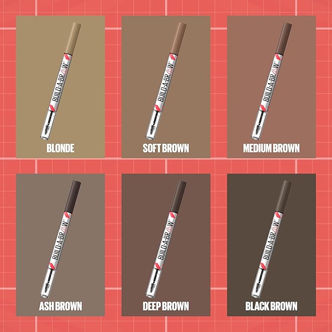Maybelline Build-A-Brow 2-in-1 Brow Pen and Sealing Eyebrow Gel, Eyebrow Makeup for Real-Looking, Fuller Brows, Blonde, 1 Count