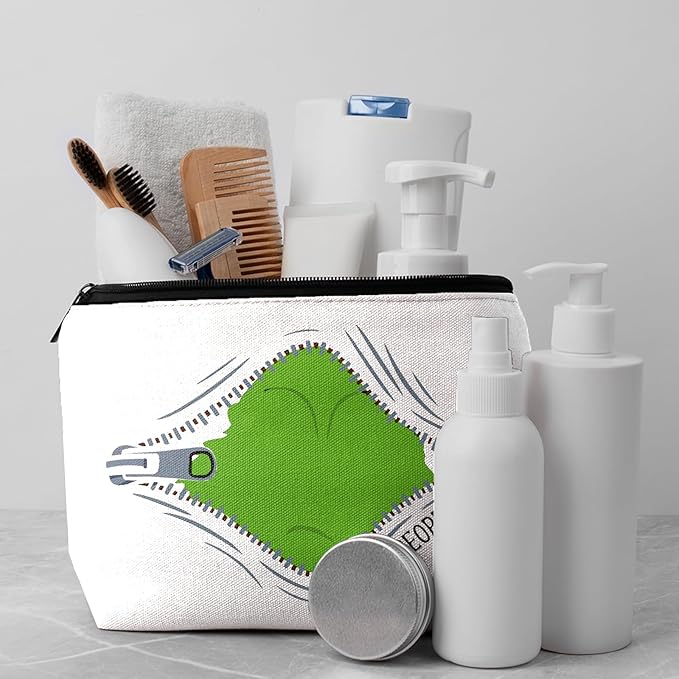 CLHHM Green Monster Makeup Bag Monster Fans Christmas Gifts Green People Zipper Pouch Bag for Women Lovers Fans Sister Daughter