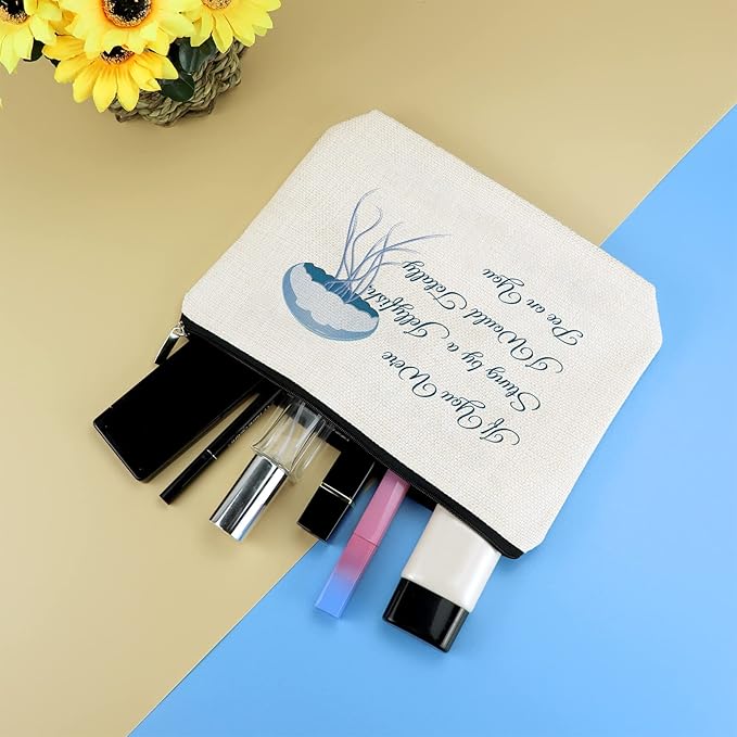 Funny Best Friends Friendship Gifts Jellyfish Lover Gifts Makeup Bag Cosmetic Bag for Women Christmas Graduation Birthday Gifts for Friend Bestie BFF Sister Gifts True Friends Gifts Travel Pouch