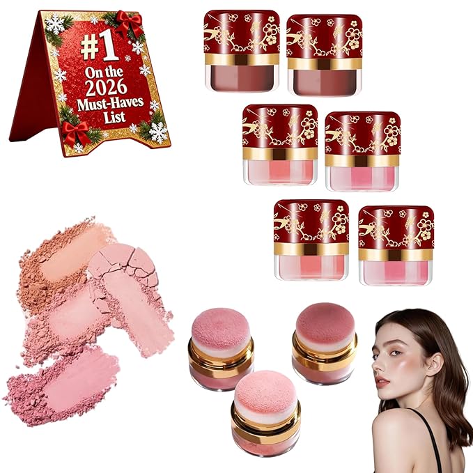 3 Boxes, Makeup Set Kit, Lazy Blush, Powder Blush 3 Color Set, Face Blushes Makeup for Cheeks, Lightweight, Smooth, Vegan & Cruelty-Free, Coral Red-Peach Color-Autumn Berry (2Set)