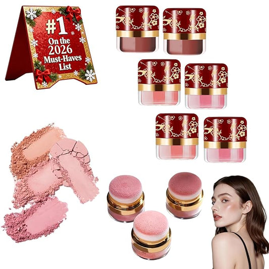 3 Boxes, Makeup Set Kit, Lazy Blush, Powder Blush 3 Color Set, Face Blushes Makeup for Cheeks, Lightweight, Smooth, Vegan & Cruelty-Free, Coral Red-Peach Color-Autumn Berry (2Set)