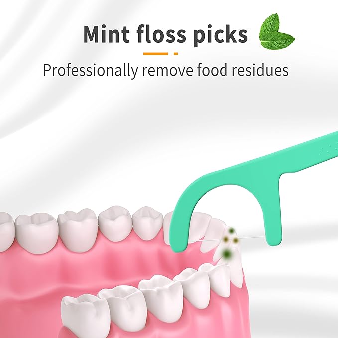 Mint Dental Floss Picks,400 Count Tooth Picks Flossers with a Portable Travel Cases Floss(Mint, 400)