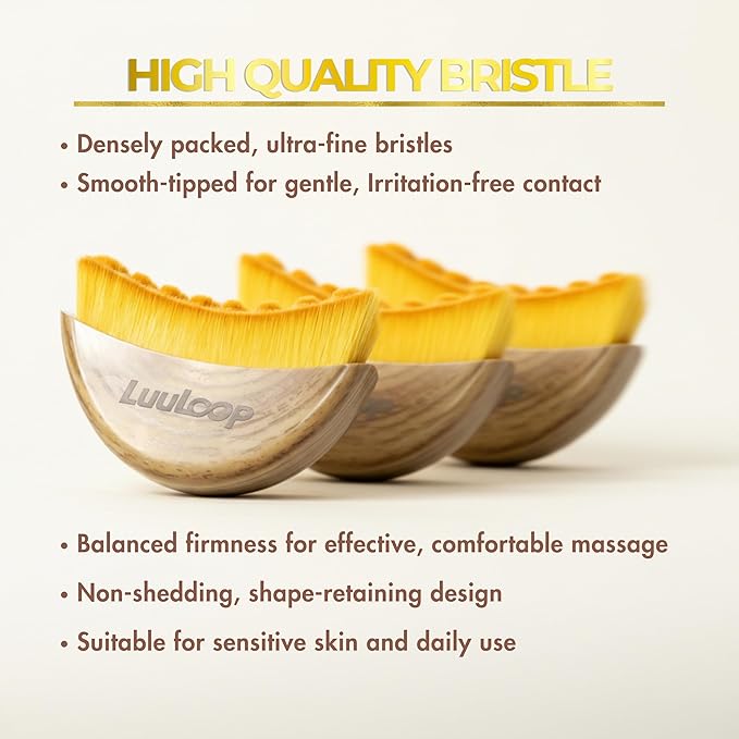 Lymphatic Contour Face Brush for Facial Massage & Sculpting – Manual Lymphatic Drainage Massager with Soft Hypoallergenic Bristles – Natural Makeup & Cleansing Brush, Ergonomic Handle