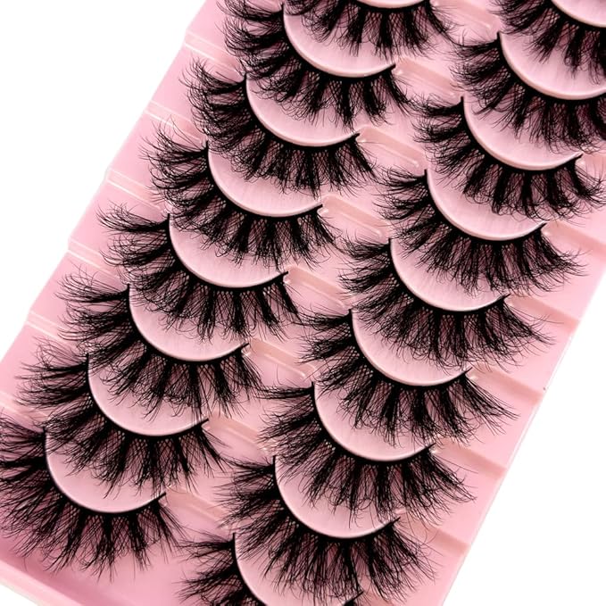 HBZGTLAD Soft Mink Eyelashes 3D Curl Winged End Eye Elongated Fake Lashes Thick Handmade Natural False Eyelash Messy Cross Lash Wholesale (WF77#)