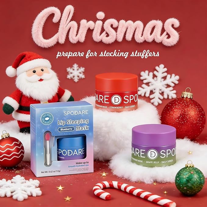 SPODARE Lip Mask, Hydrating Overnight Lip Sleeping Mask, Lip Moisturizer for Dry Cracked Lips Care, Dual-Color Lips Balm for Nourishing and Softening Lips, Minimizes Fine Lines - Grape