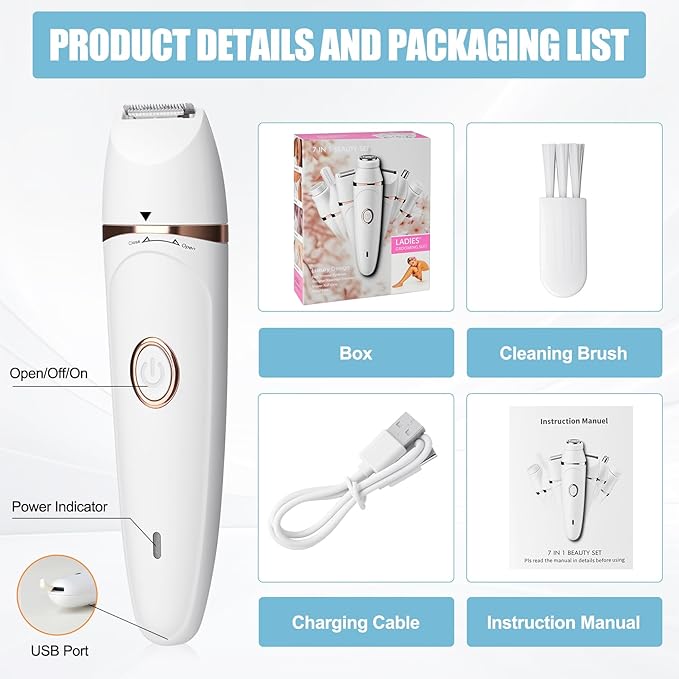 Women's Facial Hair Removal Device Gentle epilator for Sensitive Skin, Portable Facial/Bikini Area/Underarm/arm/Leg Hair Removal Device, Delivers Long-Lasting Smoothness and Comfort for Home use.