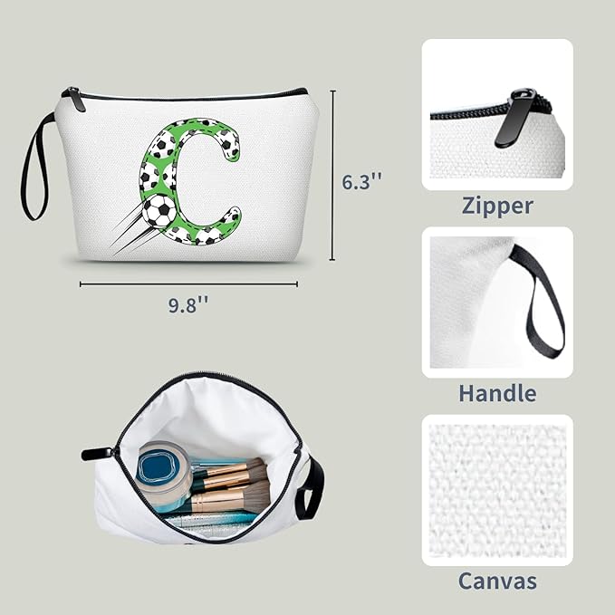 ARIOSEY Soccer Gifts Personalized Soccer Ball Cosmetic Bag for Purse Birthday Inspirational Gifts for Girls Women Team Coach Mom Stuff Travel Organizer-C