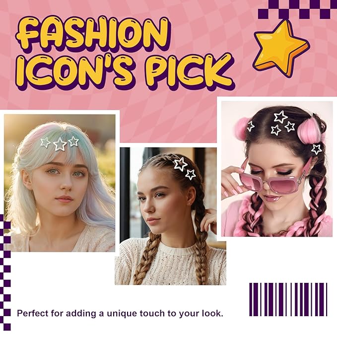 Gold Star Hair Clips, 1.22" and 1.61" Accessories for Girls Women, Metal Barrettes Little Stars Snap Clips Non Slip for Thick Thin Hair 40pcs (Matte Champagne)