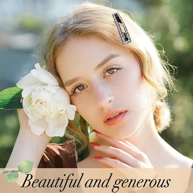 Rhinestone and Crystal Hair Clips 2-Pack, Sparkly Barrettes & Elegant Bling Accessories for Women & Girls(set 3)