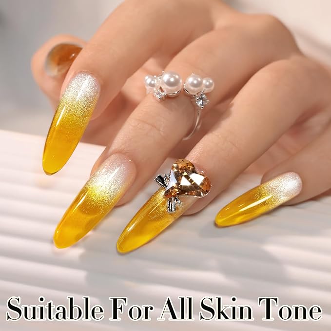 Double Rhythm 0.5 Oz Jelly Gel Polish Same Color Same Bottle Sheer Neutral Natural Light Milky Pastel 15ML Translucent Polish Art DIY at Home (Crystal Yellow-A1610)