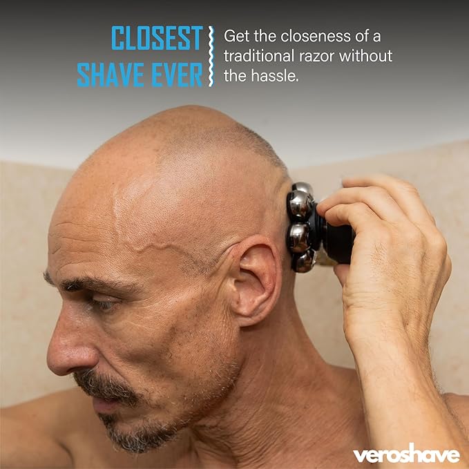 7-Blade Bald Head Shaver for Men - Cordless Hair Shaver for Men Bald, Rechargeable Head Trimmer for Men Bald Head, Mess-Free & Full-Shave Travel-Friendly Grooming Kit with Curved Blades