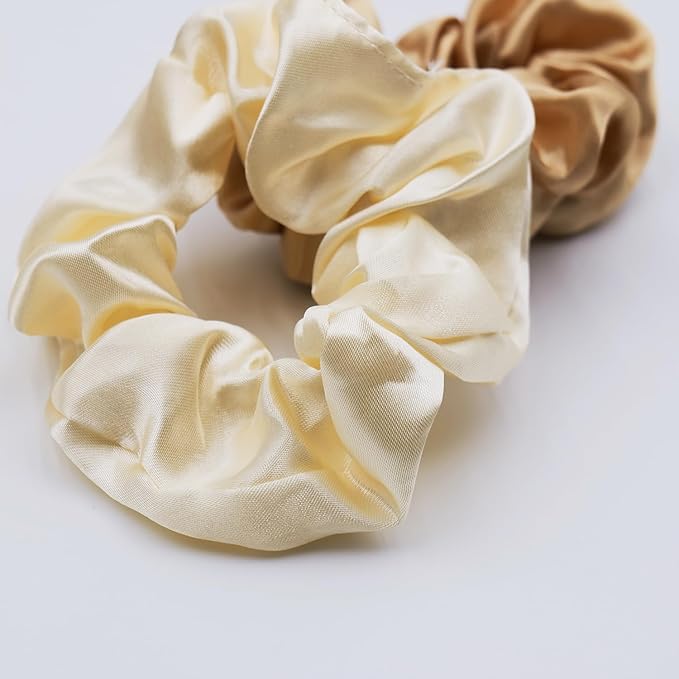30 Pcs Hair Ties Scrunchies Set for Women - Big Satin Scrunchie for Girls Elastic Hair Bands Small Hair Tie for Thick Thin Hair Ponytail Accessories for Birthday Party Daily Use, Neutral Color