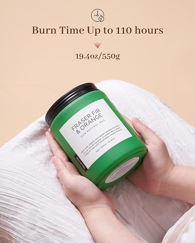 M&SENSE Fraser Fir Pine Scented Candles Large Candle for Home 19.4oz 110 Hour Clean Non Toxic Long Lasting Organic Natural Soy Wax Highly Scented Holiday Candle Gifts for Home Decor