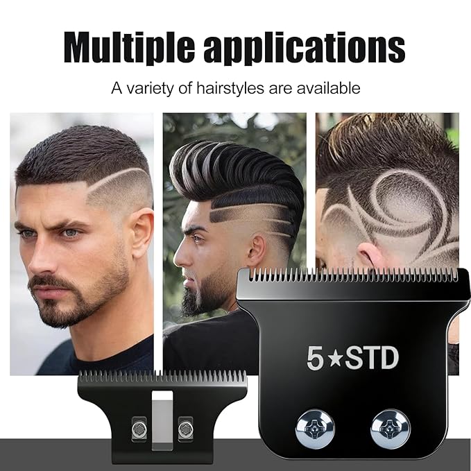 Replacement Blades for Wahl Detailer, 5 Star Hero, Razor Edger, and G Whiz trimmers,Black 2 Pack