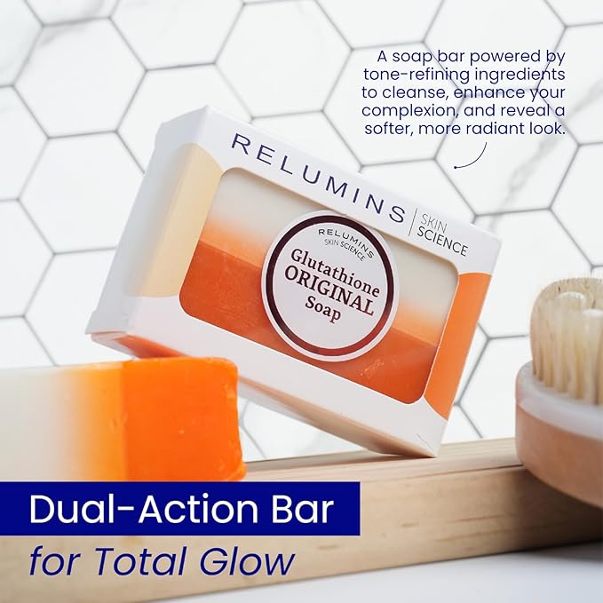 Relumins Glutathione Soap Bars - New Year, New You Glow Deep Cleansing & Hydrating Soap for Smooth, Refreshed Skin - Gentle Exfoliating Formula for Face & Body - 150g Bar