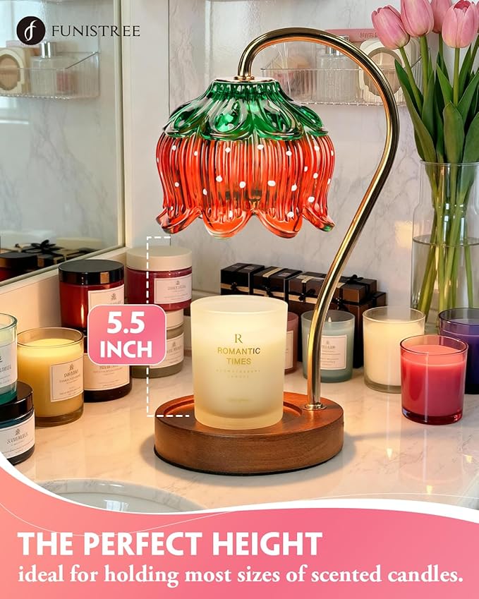 Strawberry Candle Warmer Lamp, Cute Candle Lamp with Timer & Dimmable, Birthday Christmas Gifts for Women Mom, House Warming Gift New Home, Lotus Wax Melt Warmer for Yankee Village Candles