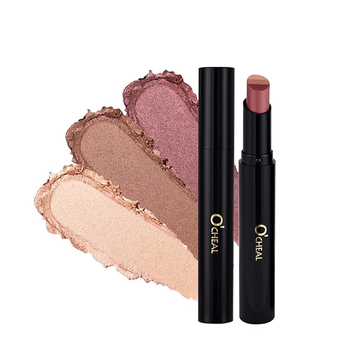 O'CHEAL Three Color Gradient Eyeshadow Stick Matte Shimmer Waterproof Long-lasting Crease-proof & easy to apply, suitable for dailymakeup touch-ups，Eye shadow pen for Make Up 03#Fine Glitter Orange