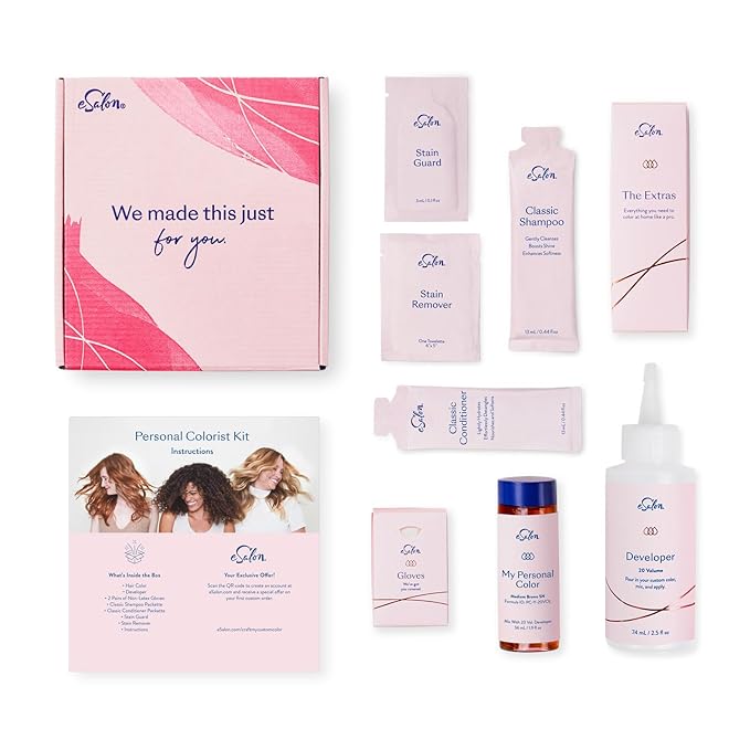 eSalon Permanent Hair Color & Dye Kit - Light Brown Golden - Professional-Grade Ammonia-Free Personal Colorist for Up To 100% Gray Coverage on All Hair Types