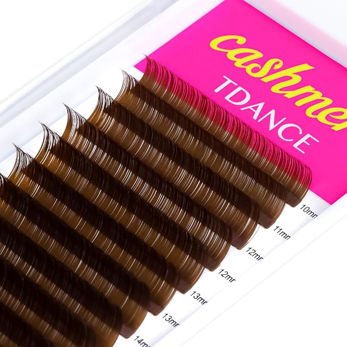 TDANCE Dark Brown Lash Extensions Colored Lash Extensions Classic Lash Extension 0.07mm C/D Curl Premium Brown Eyelash Extensions Salon Use (Dark Brown,C-0.07,10-17mm)