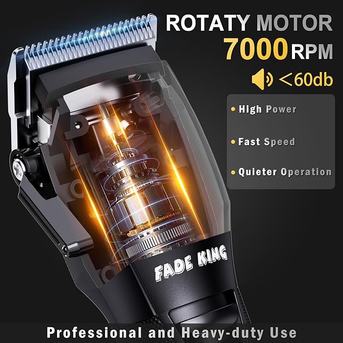 FADEKING® Professional Hair Clippers for Men - Cordless Beard Trimmer for Men, LCD Display Hair Clippers and Trimmer Set for Barber Haircut & Mens Grooming with Travel Case(Black)