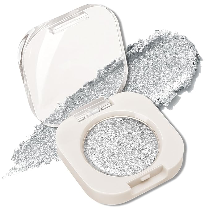 Single Matte Eyeshadow Palette, Cold Silver Glow Eye Shadow Makeup for Women, Smooth Eye-Shadow Powder with Lightweight & Blendable Formula for Daily Eye Shadow Palette Fairy Makeup #12