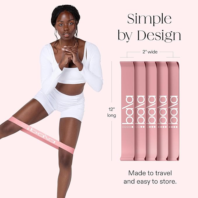 Bala Booty Bands Resistance Bands for Women & Men - Elastic Exercise Bands for Working Out - Wrist, Ankle, Legs & Booty Bands - Workout Resistance Bands for Yoga, Pilates, Strength Training